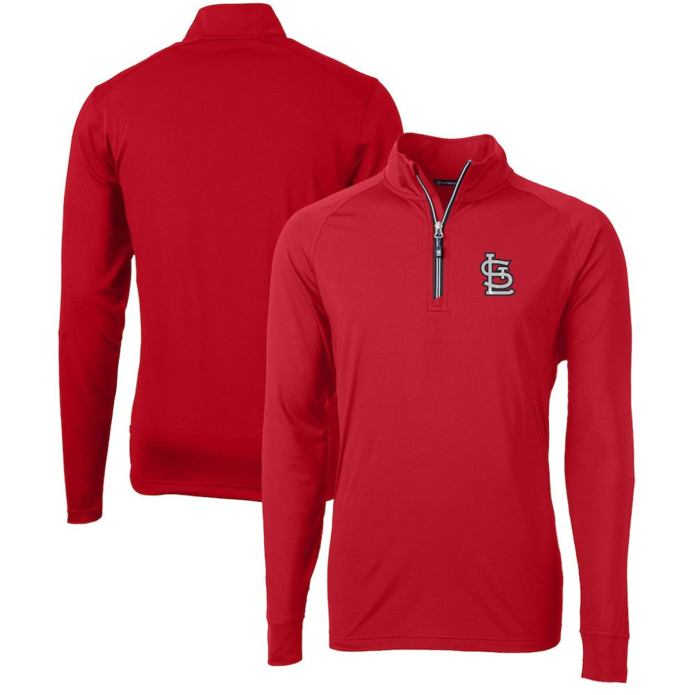 St. Louis Cardinals Cutter & Buck Adapt Eco Knit Stretch Recycled Quarter-Zip Pullover Top - Red Pullover