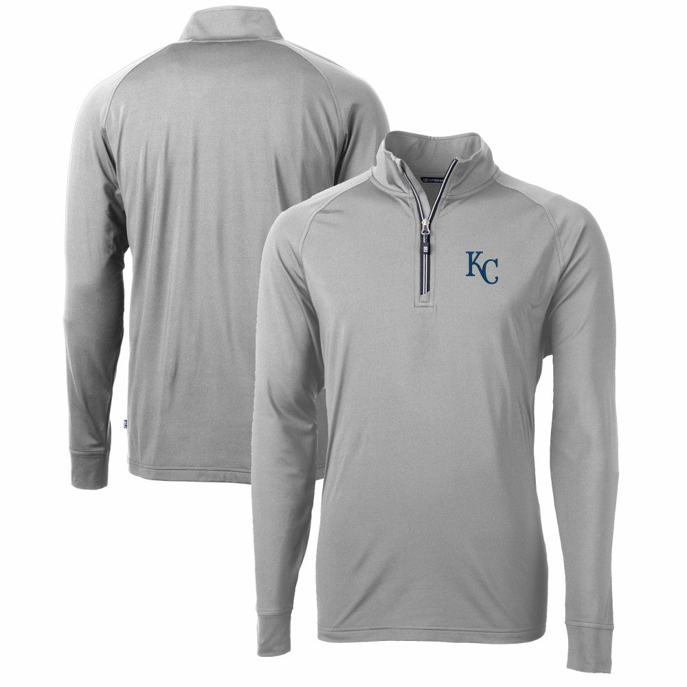 Kansas City Royals Cutter & Buck Adapt Eco Knit Stretch Recycled Quarter-Zip Pullover Top - Gray Pullover