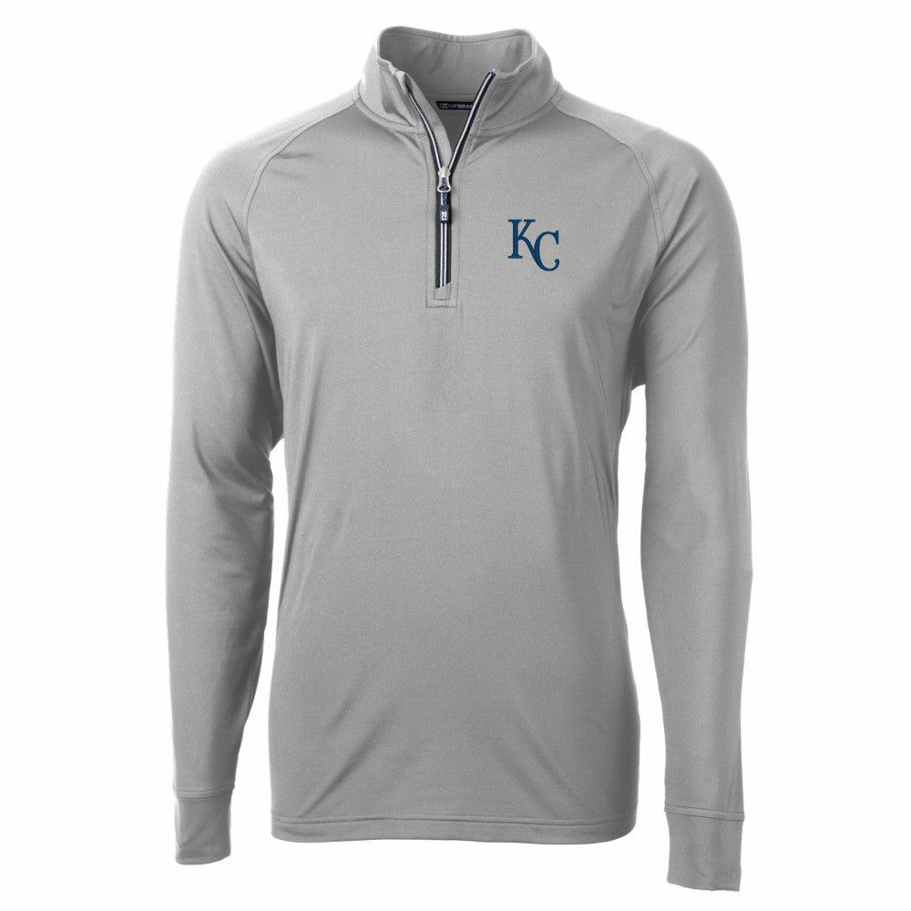 Kansas City Royals Cutter & Buck Adapt Eco Knit Stretch Recycled Quarter-Zip Pullover Top - Gray Pullover