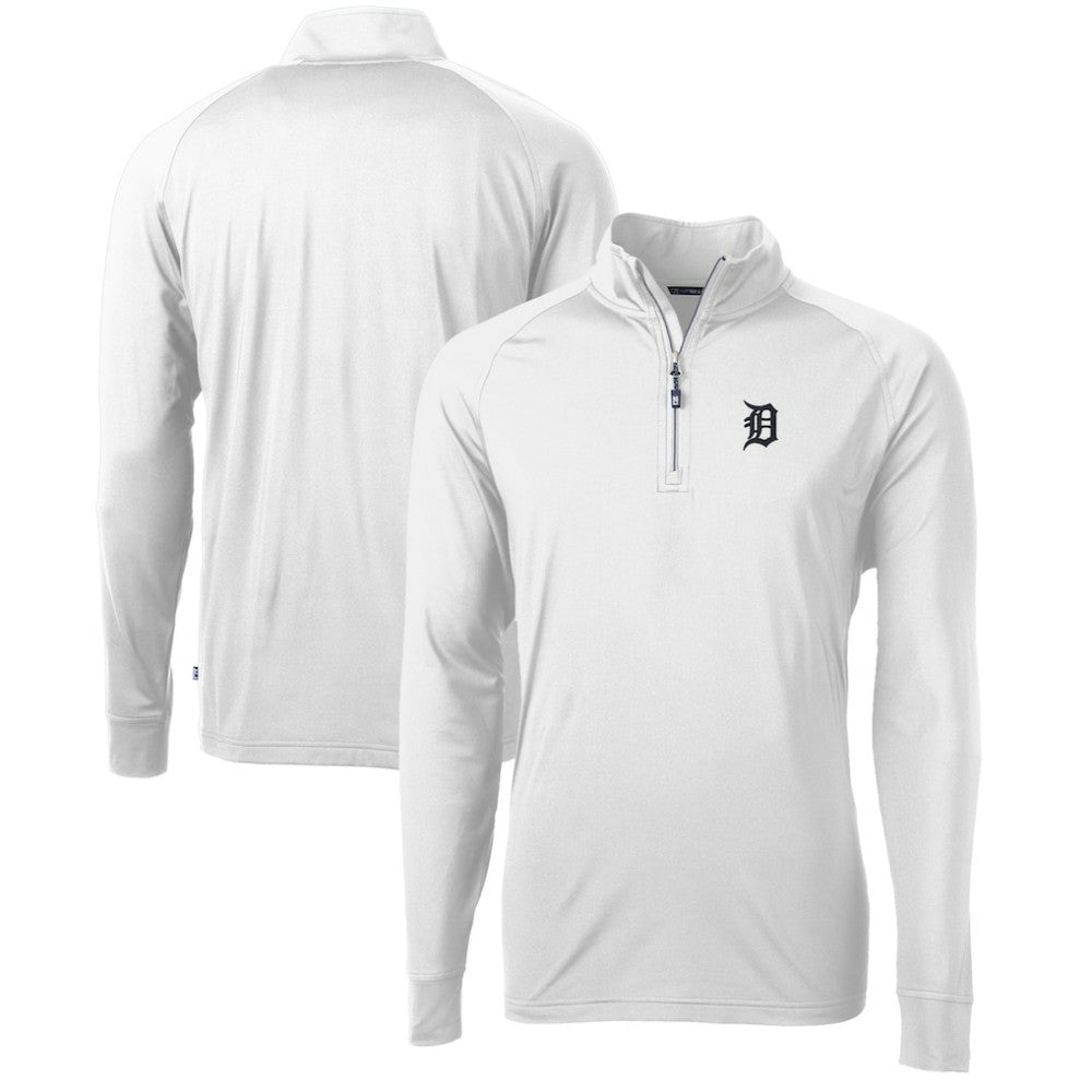 Detroit Tigers Cutter & Buck Adapt Eco Knit Stretch Recycled Quarter-Zip Pullover Top - White Pullover