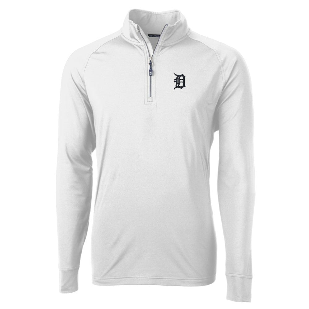 Detroit Tigers Cutter & Buck Adapt Eco Knit Stretch Recycled Quarter-Zip Pullover Top - White Pullover