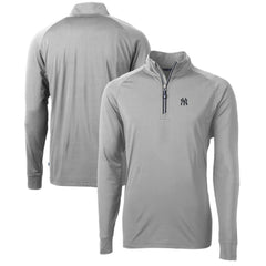 New York Yankees Cutter & Buck Adapt Eco Knit Stretch Recycled Quarter-Zip Pullover Top - Gray Pullover