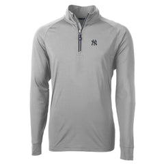 New York Yankees Cutter & Buck Adapt Eco Knit Stretch Recycled Quarter-Zip Pullover Top - Gray Pullover