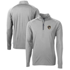 Milwaukee Brewers Cutter & Buck Adapt Eco Knit Stretch Recycled Quarter-Zip Pullover Top - Gray Pullover