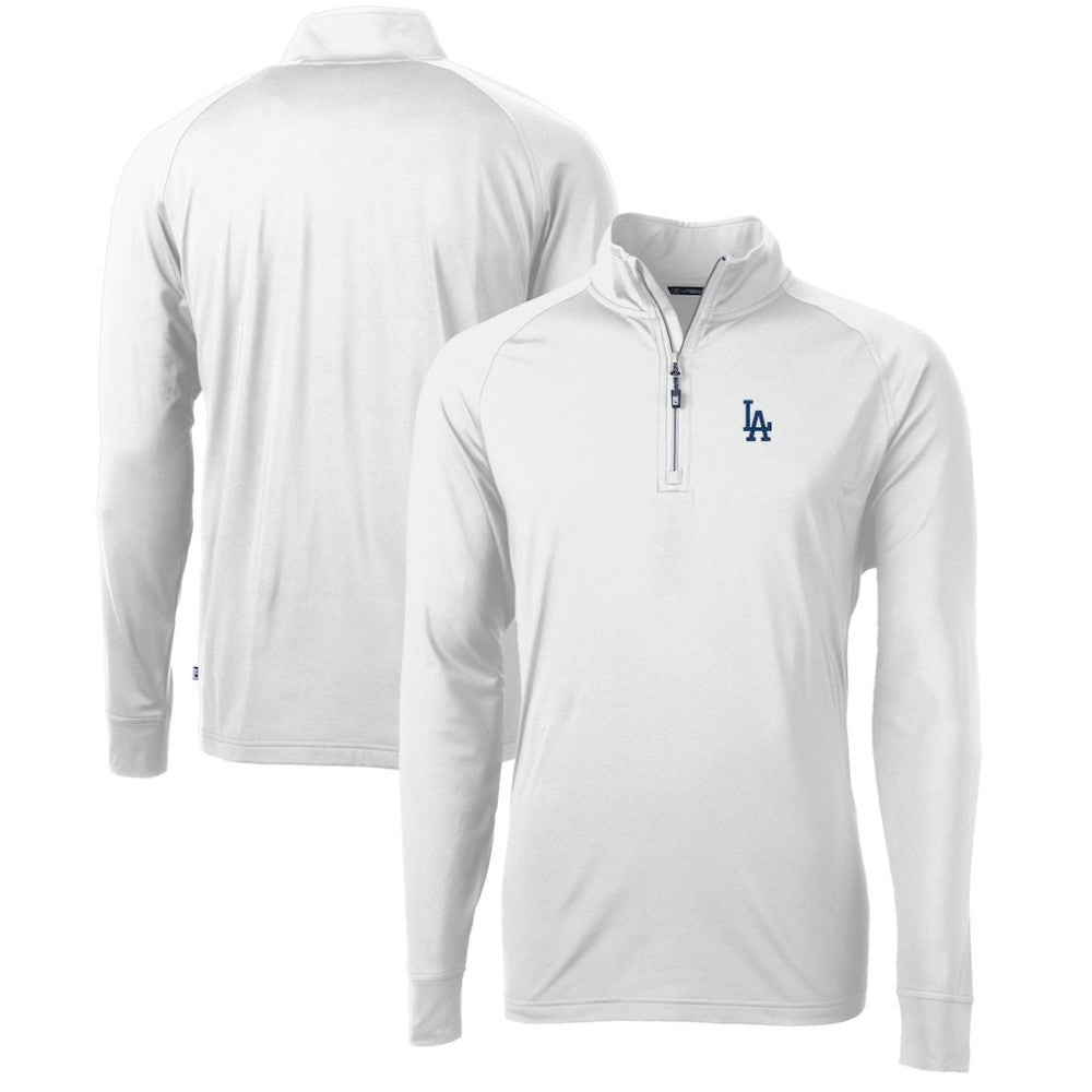 Los Angeles Dodgers Cutter & Buck Adapt Eco Knit Stretch Recycled Quarter-Zip Pullover Top - White Pullover