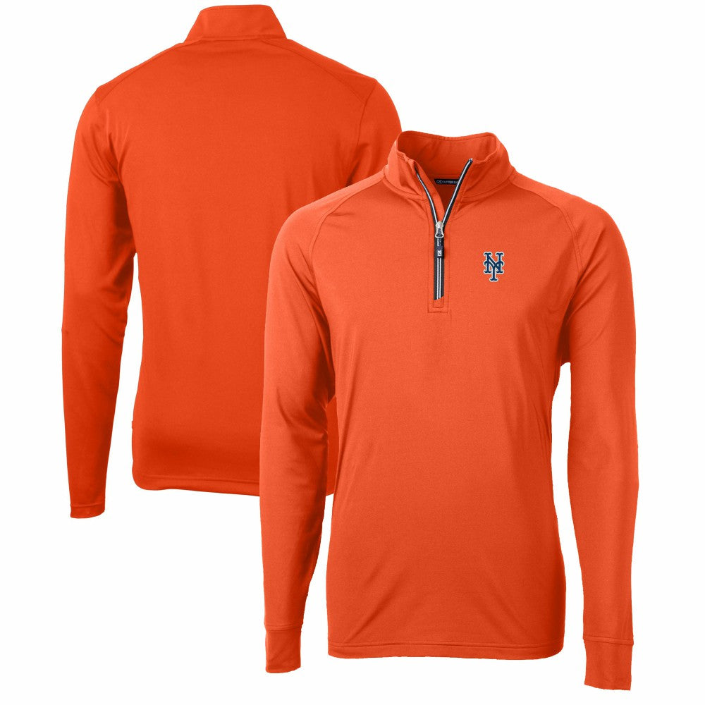 New York Mets Cutter & Buck Adapt Eco Knit Stretch Recycled Quarter-Zip Pullover Top - Orange Pullover