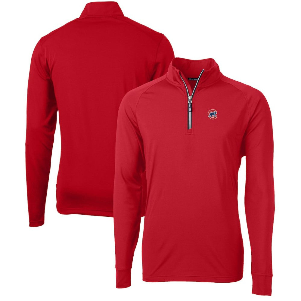 Chicago Cubs Cutter & Buck Adapt Eco Knit Stretch Recycled Quarter-Zip Pullover Top - Red Pullover