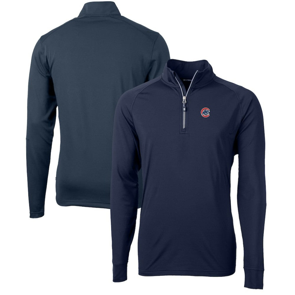 Chicago Cubs Cutter & Buck Adapt Eco Knit Stretch Recycled Quarter-Zip Pullover Top - Navy Pullover