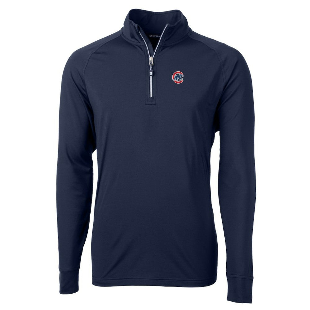 Chicago Cubs Cutter & Buck Adapt Eco Knit Stretch Recycled Quarter-Zip Pullover Top - Navy Pullover