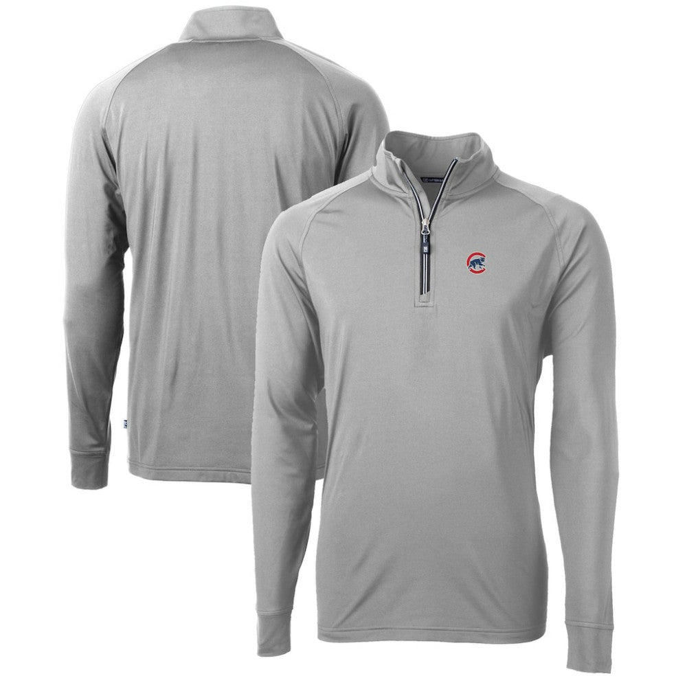 Chicago Cubs Cutter & Buck Adapt Eco Knit Stretch Recycled Quarter-Zip Pullover Top - Gray Pullover