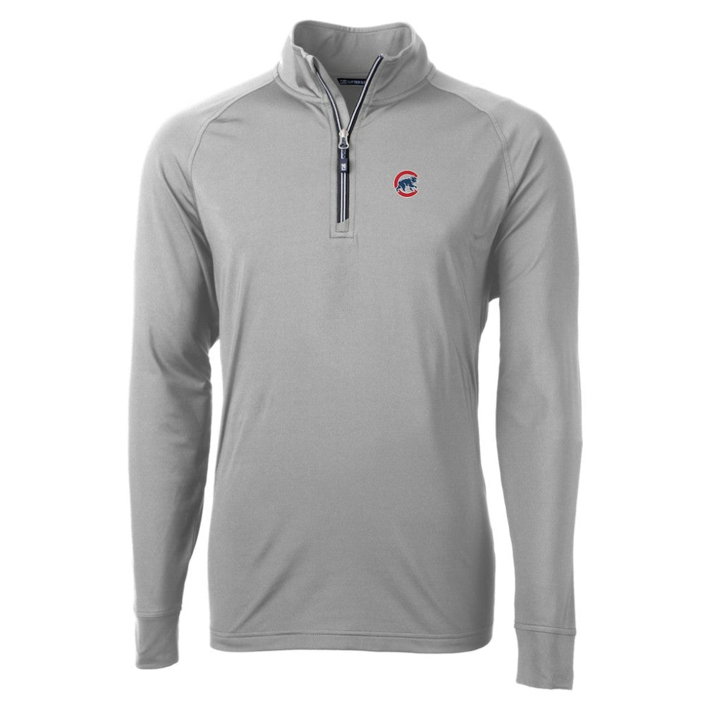 Chicago Cubs Cutter & Buck Adapt Eco Knit Stretch Recycled Quarter-Zip Pullover Top - Gray Pullover