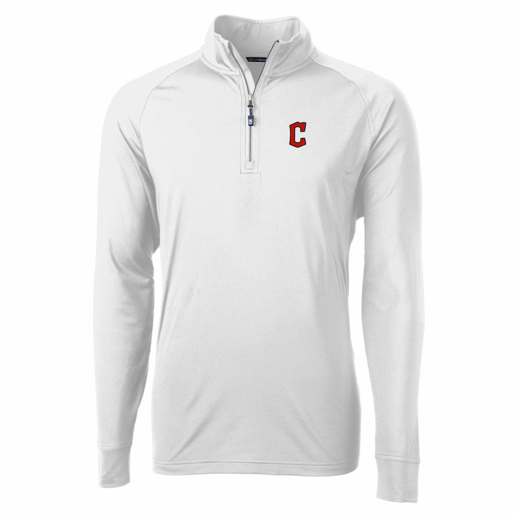 Cleveland Guardians Cutter & Buck Adapt Eco Knit Stretch Recycled Quarter-Zip Pullover Top - White Pullover