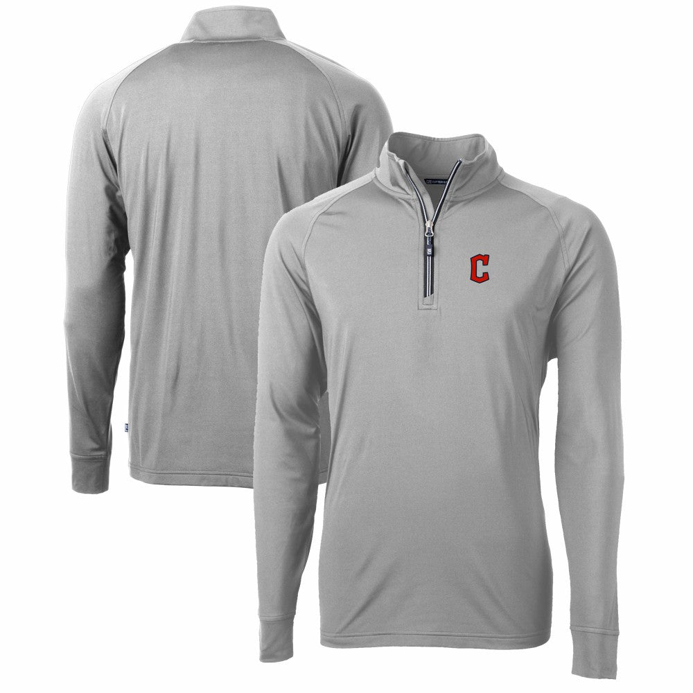 Cleveland Guardians Cutter & Buck Adapt Eco Knit Stretch Recycled Quarter-Zip Pullover Top - Gray Pullover