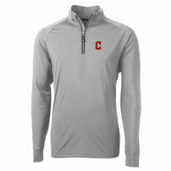 Cleveland Guardians Cutter & Buck Adapt Eco Knit Stretch Recycled Quarter-Zip Pullover Top - Gray Pullover