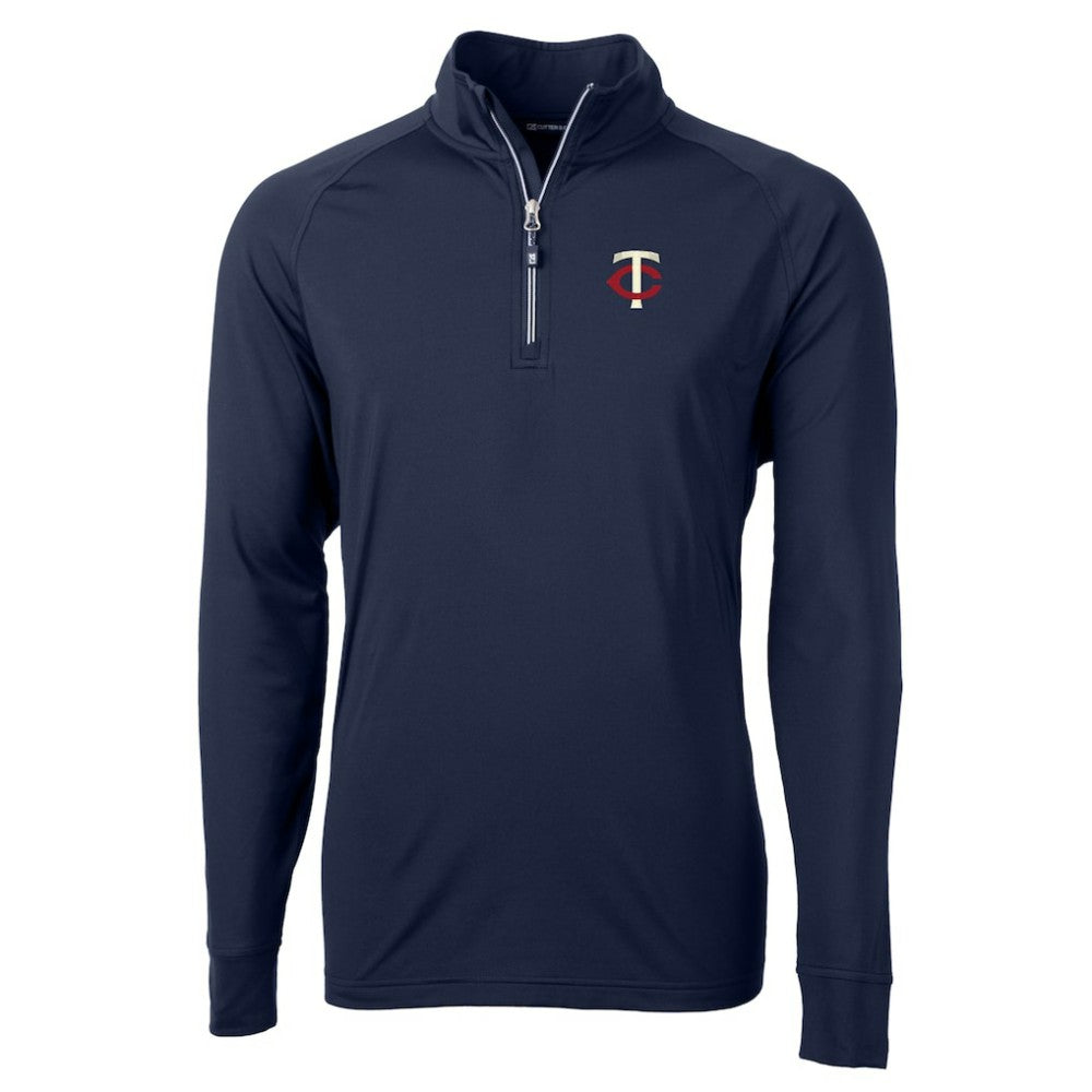 Minnesota Twins Cutter & Buck Adapt Eco Knit Stretch Recycled Quarter-Zip Pullover Top - Navy Pullover