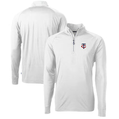 Minnesota Twins Cutter & Buck Adapt Eco Knit Stretch Recycled Quarter-Zip Pullover Top - White Pullover