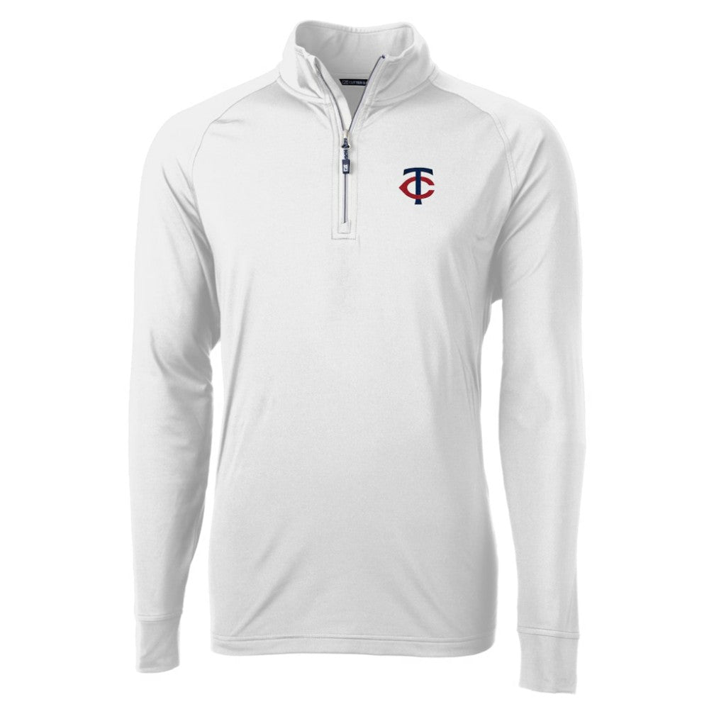 Minnesota Twins Cutter & Buck Adapt Eco Knit Stretch Recycled Quarter-Zip Pullover Top - White Pullover