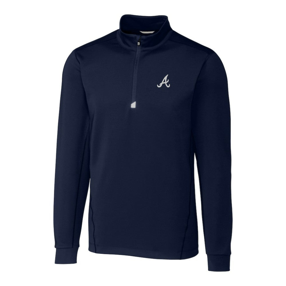 Atlanta Braves Cutter & Buck Traverse Stretch Quarter-Zip Pullover Top - Navy Pullover