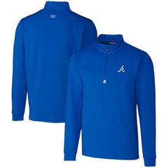 Atlanta Braves Cutter & Buck Traverse Stretch Quarter-Zip Pullover Top - Blue Pullover