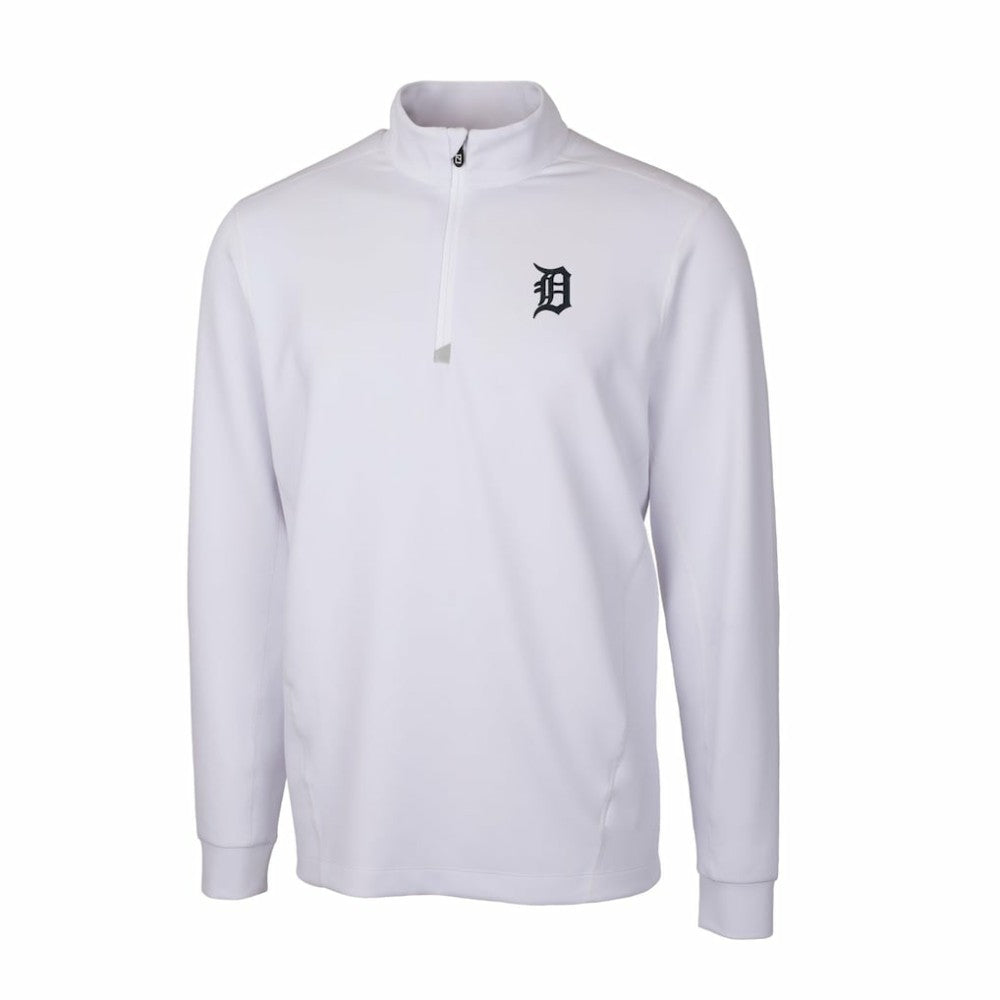 Detroit Tigers Cutter & Buck Traverse Stretch Quarter-Zip Pullover Top - White Pullover