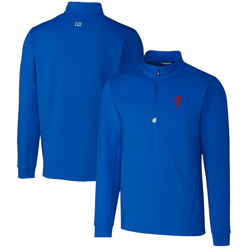 Philadelphia Phillies Cutter & Buck Traverse Stretch Quarter-Zip Pullover Top - Royal Pullover