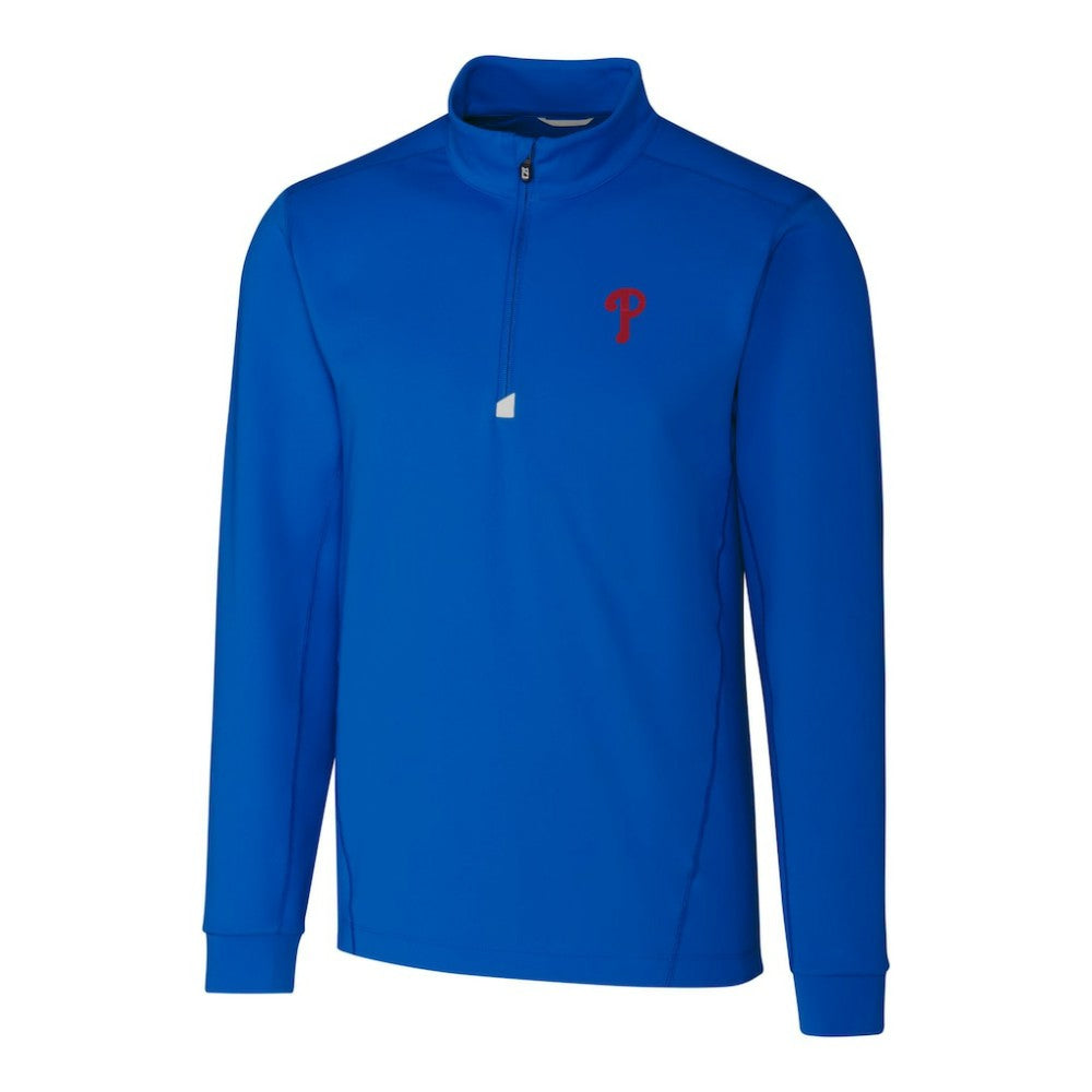 Philadelphia Phillies Cutter & Buck Traverse Stretch Quarter-Zip Pullover Top - Royal Pullover
