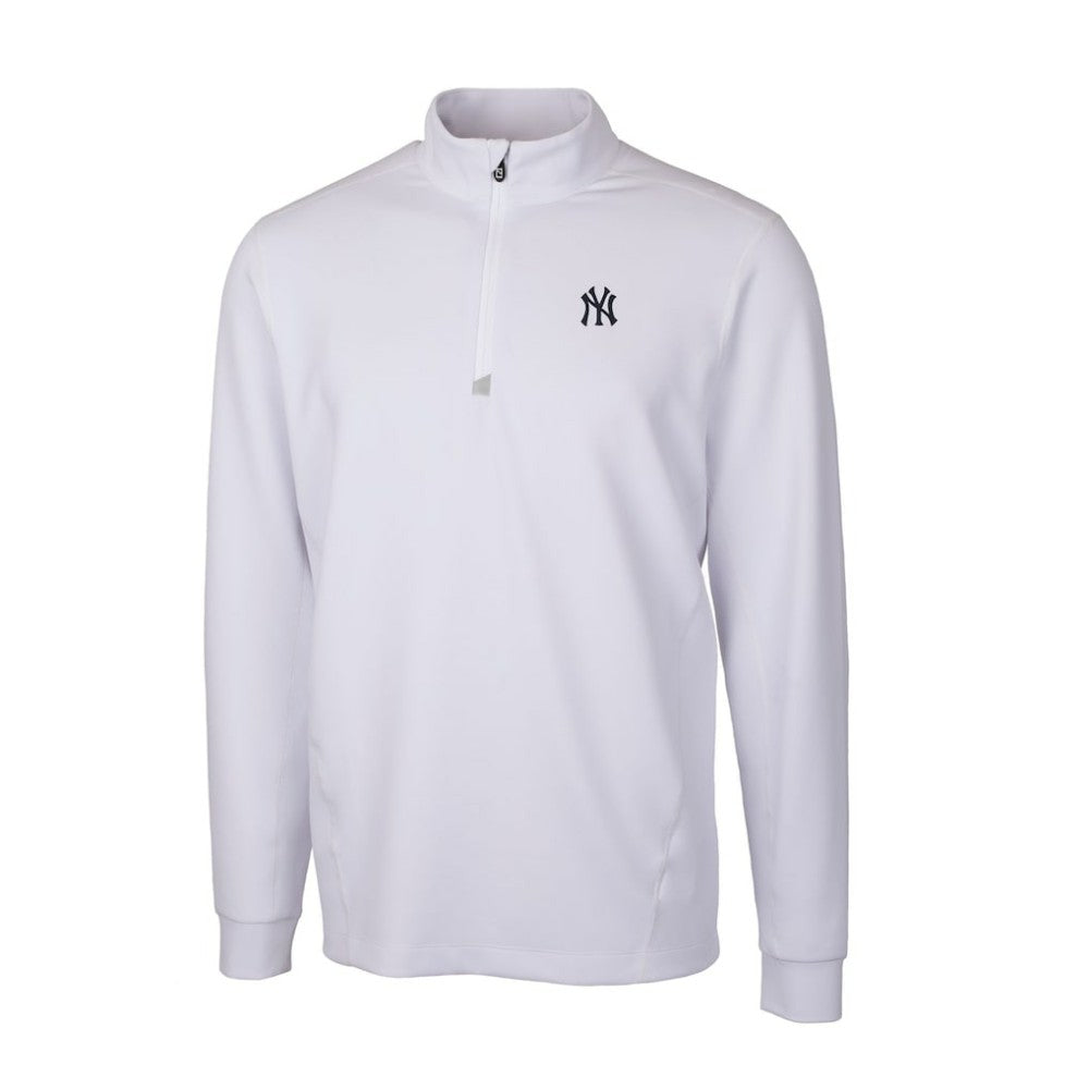 New York Yankees Cutter & Buck Traverse Stretch Quarter-Zip Pullover Top - White Pullover