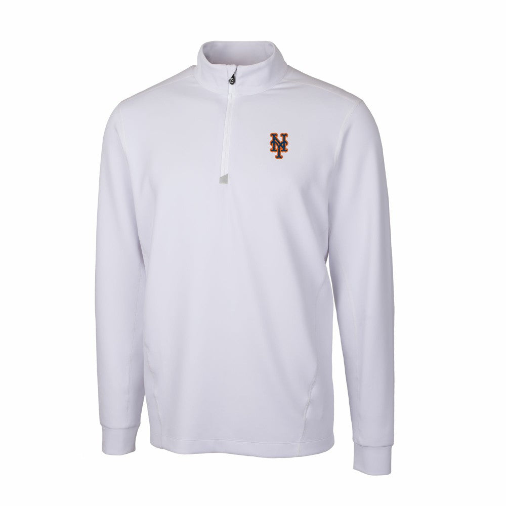 New York Mets Cutter & Buck Traverse Stretch Quarter-Zip Pullover Top - White Pullover
