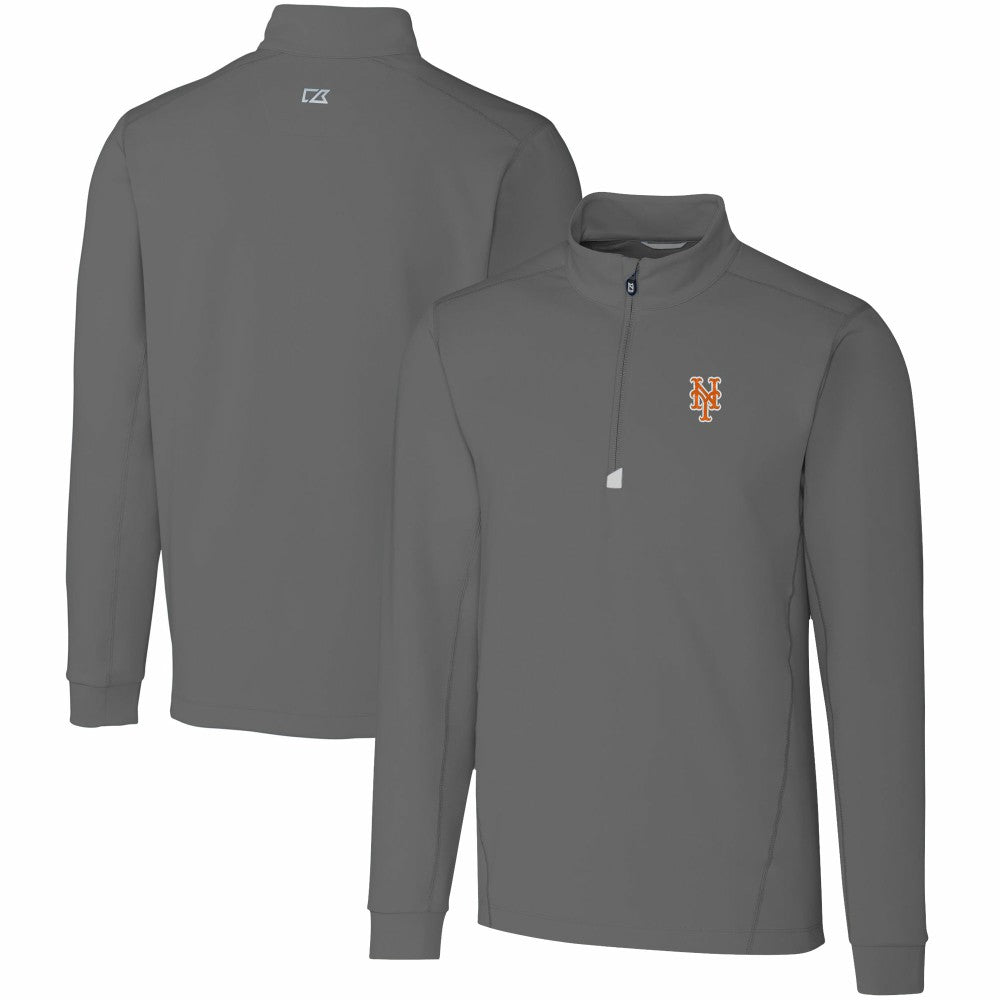 New York Mets Cutter & Buck Traverse Stretch Quarter-Zip Pullover Top - Gray Pullover