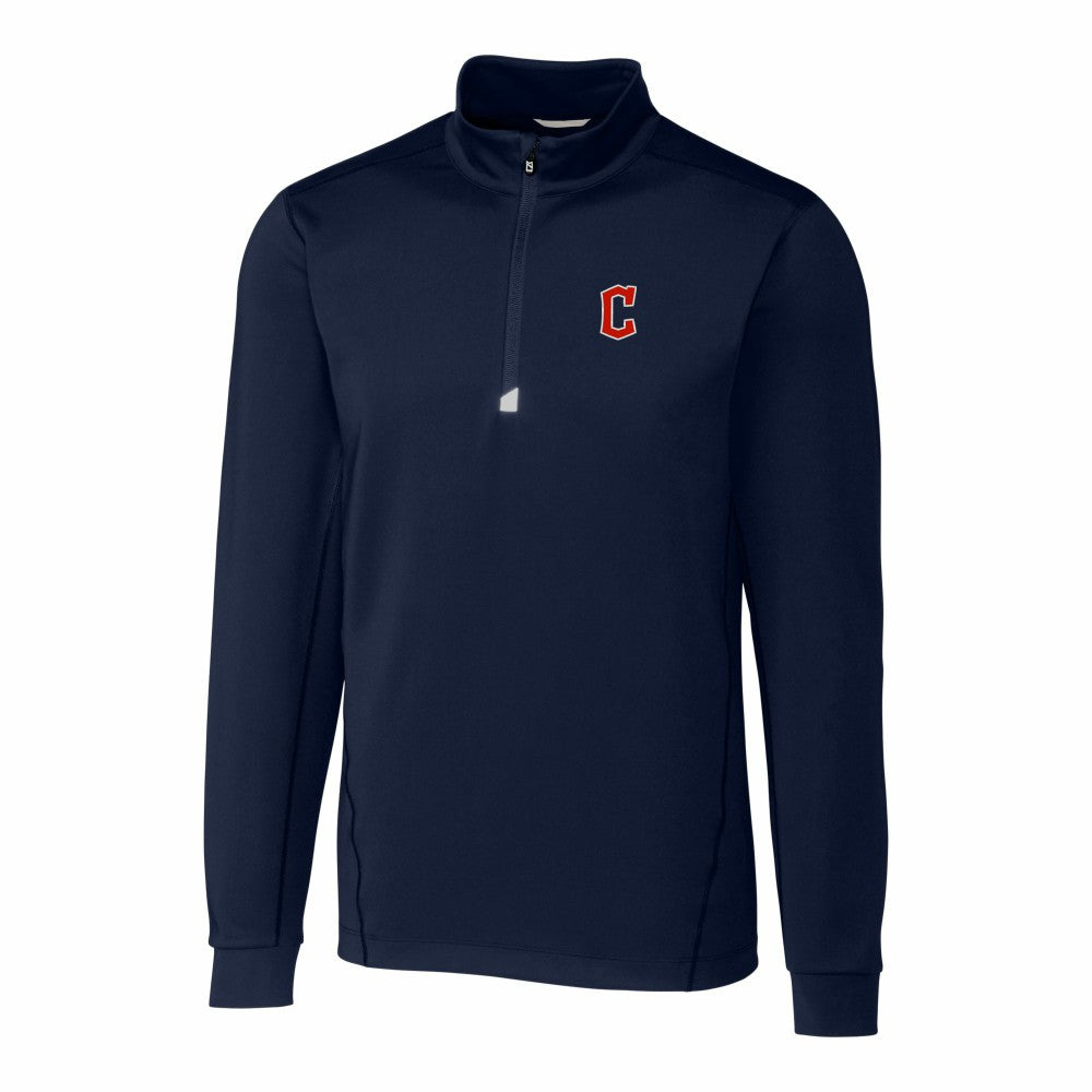 Cleveland Guardians Cutter & Buck Traverse Stretch Quarter-Zip Pullover Top - Navy Pullover