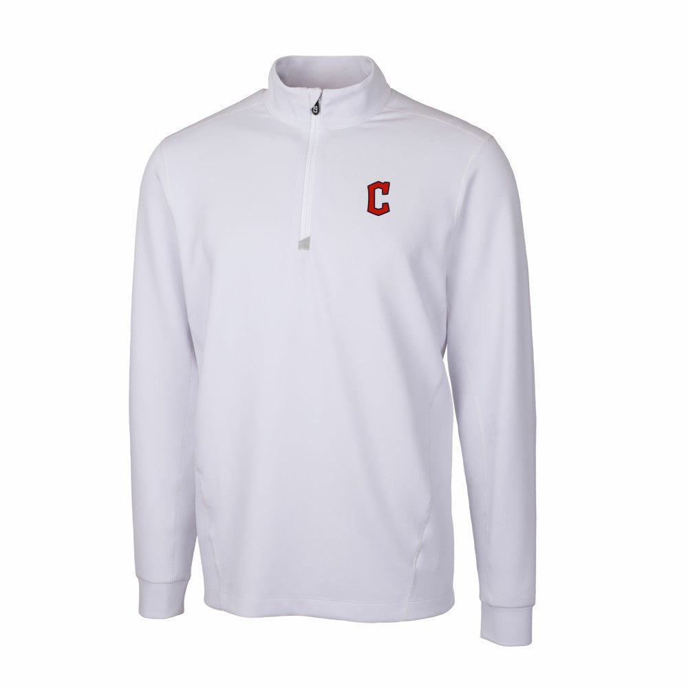 Cleveland Guardians Cutter & Buck Traverse Stretch Quarter-Zip Pullover Top - White Pullover