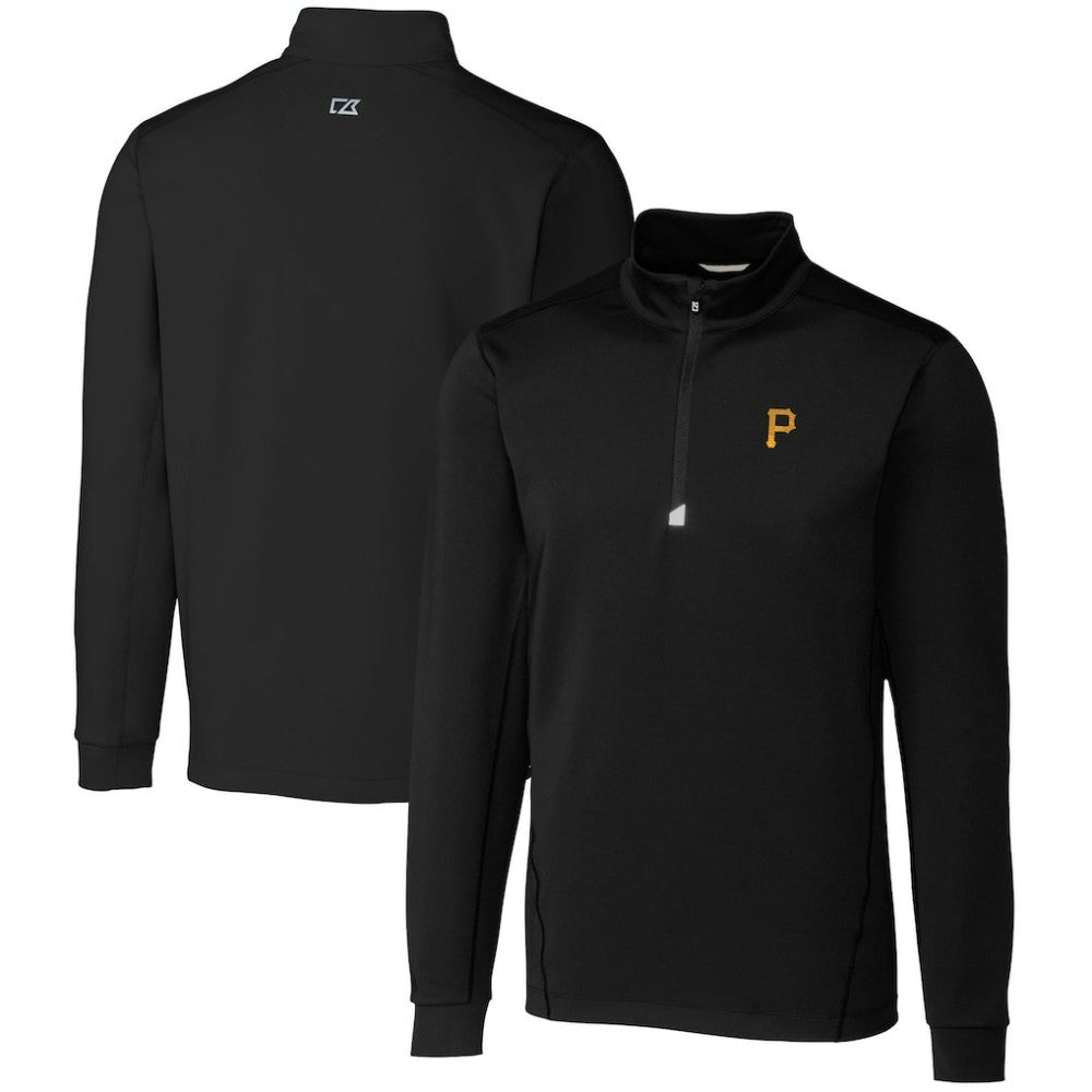Pittsburgh Pirates Cutter & Buck Traverse Stretch Quarter-Zip Pullover Top - Black Pullover