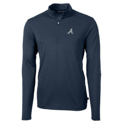 Atlanta Braves Cutter & Buck Virtue Eco Pique Recycled Quarter-Zip Pullover Top - Navy Pullover