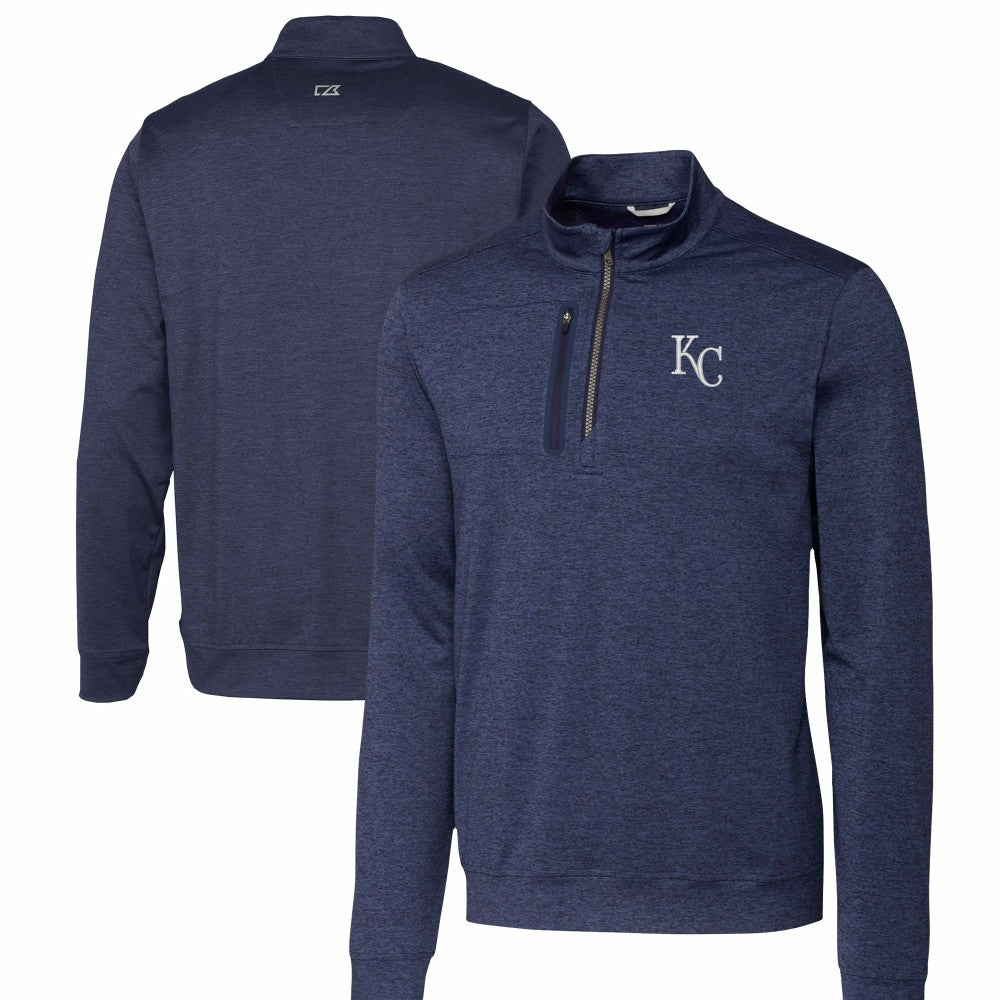 Kansas City Royals Cutter & Buck Stealth Heathered Quarter-Zip Pullover Top - Navy Pullover