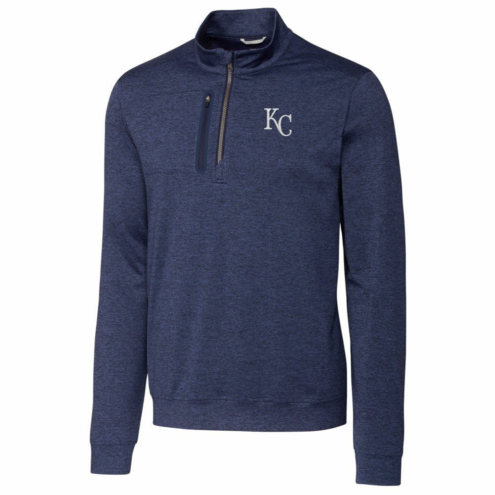 Kansas City Royals Cutter & Buck Stealth Heathered Quarter-Zip Pullover Top - Navy Pullover