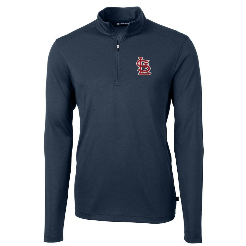 St. Louis Cardinals Cutter & Buck Virtue Eco Pique Recycled Quarter-Zip Pullover Top - Navy Pullover