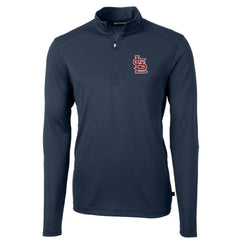 St. Louis Cardinals Cutter & Buck Virtue Eco Pique Recycled Quarter-Zip Pullover Top - Navy Pullover