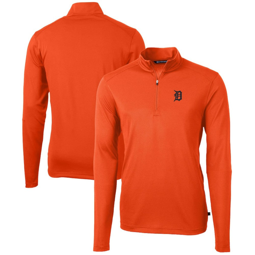 Detroit Tigers Cutter & Buck Virtue Eco Pique Recycled Quarter-Zip Pullover Top - Orange Pullover