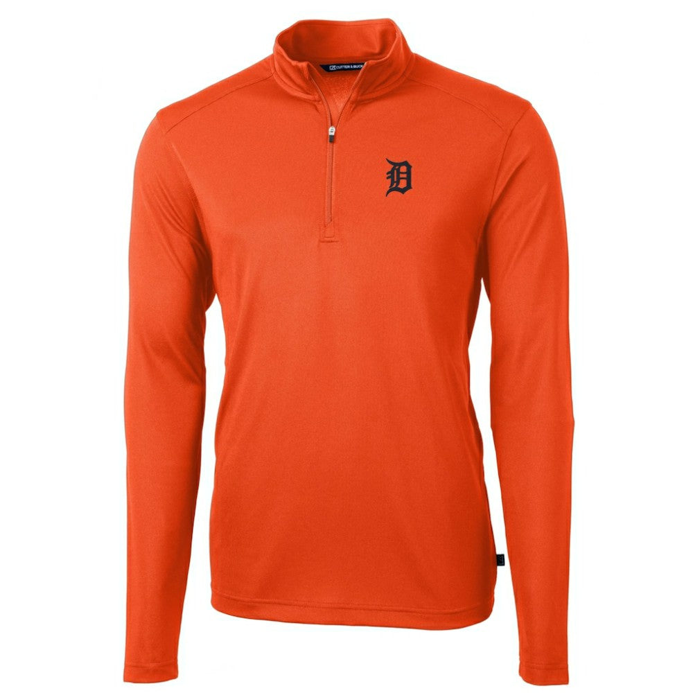 Detroit Tigers Cutter & Buck Virtue Eco Pique Recycled Quarter-Zip Pullover Top - Orange Pullover