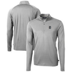 Detroit Tigers Cutter & Buck Virtue Eco Pique Recycled Quarter-Zip Pullover Top - Gray Pullover