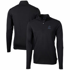 Miami Marlins Cutter & Buck Virtue Eco Pique Recycled Quarter-Zip Pullover Top - Black Pullover