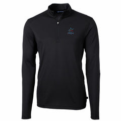 Miami Marlins Cutter & Buck Virtue Eco Pique Recycled Quarter-Zip Pullover Top - Black Pullover