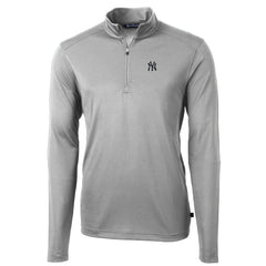 New York Yankees Cutter & Buck Virtue Eco Pique Recycled Quarter-Zip Pullover Top - Gray Pullover