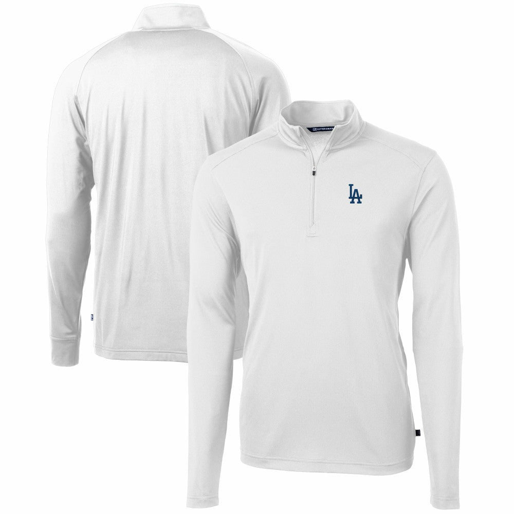 Los Angeles Dodgers Cutter & Buck Virtue Eco Pique Recycled Quarter-Zip Pullover Top - White Pullover