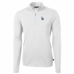 Los Angeles Dodgers Cutter & Buck Virtue Eco Pique Recycled Quarter-Zip Pullover Top - White Pullover