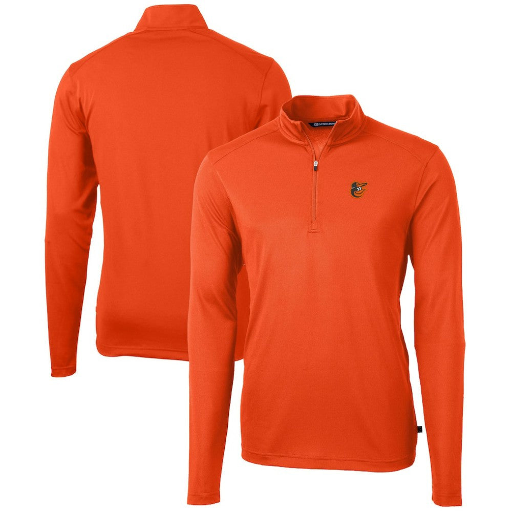 Baltimore Orioles Cutter & Buck Virtue Eco Pique Recycled Quarter-Zip Pullover Top - Orange Pullover