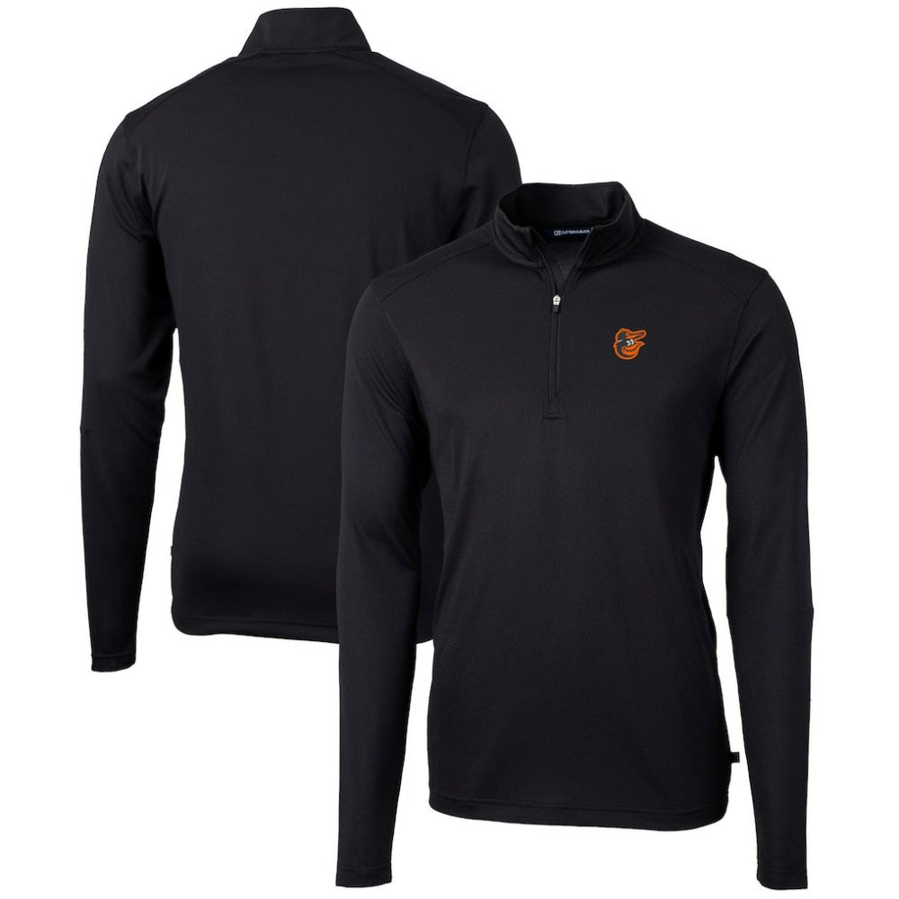 Baltimore Orioles Cutter & Buck Virtue Eco Pique Recycled Quarter-Zip Pullover Top - Black Pullover
