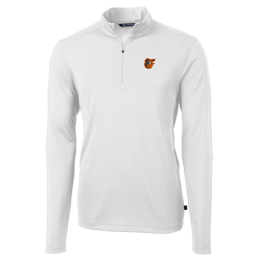 Baltimore Orioles Cutter & Buck Virtue Eco Pique Recycled Quarter-Zip Pullover Top - White Pullover