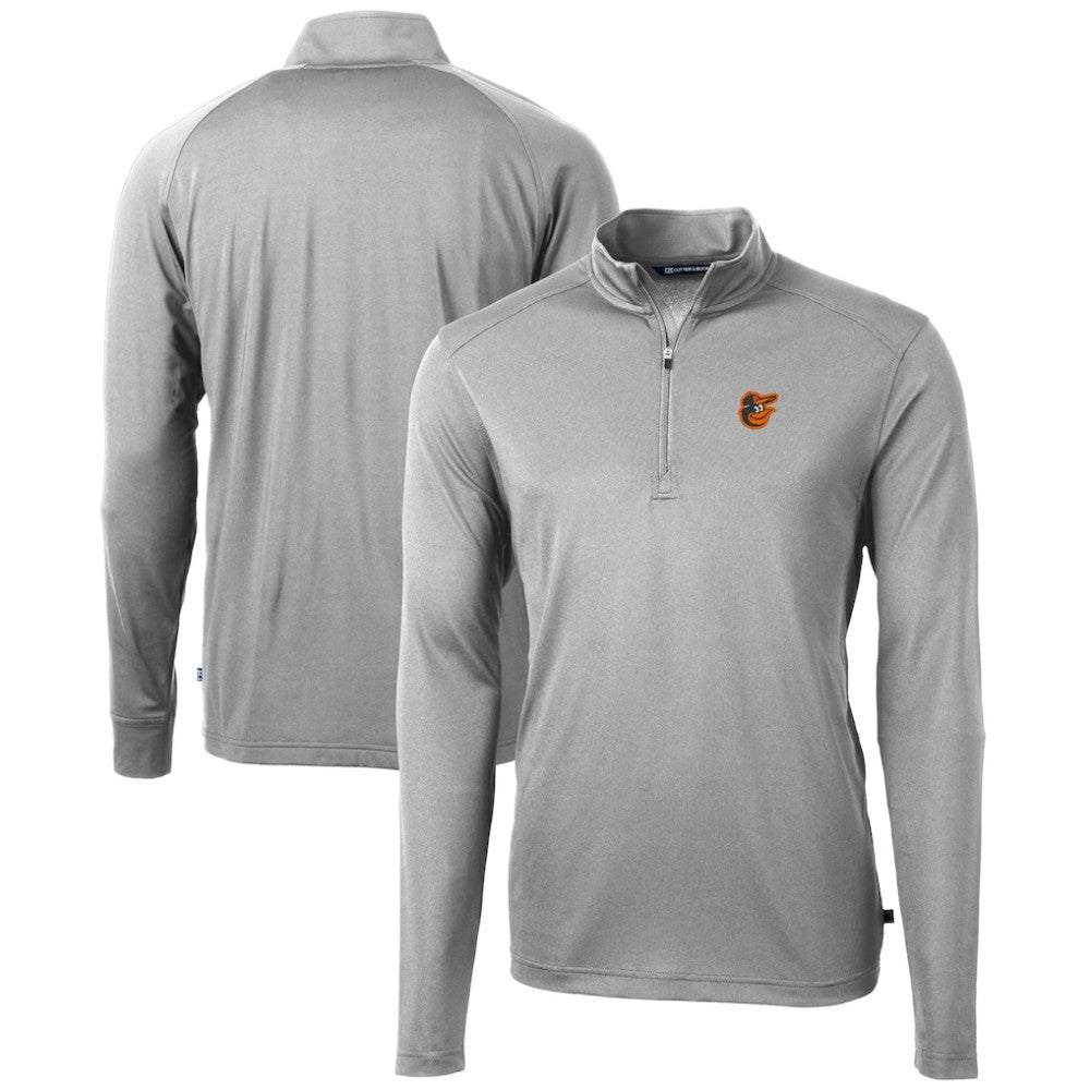 Baltimore Orioles Cutter & Buck Virtue Eco Pique Recycled Quarter-Zip Pullover Top - Gray Pullover