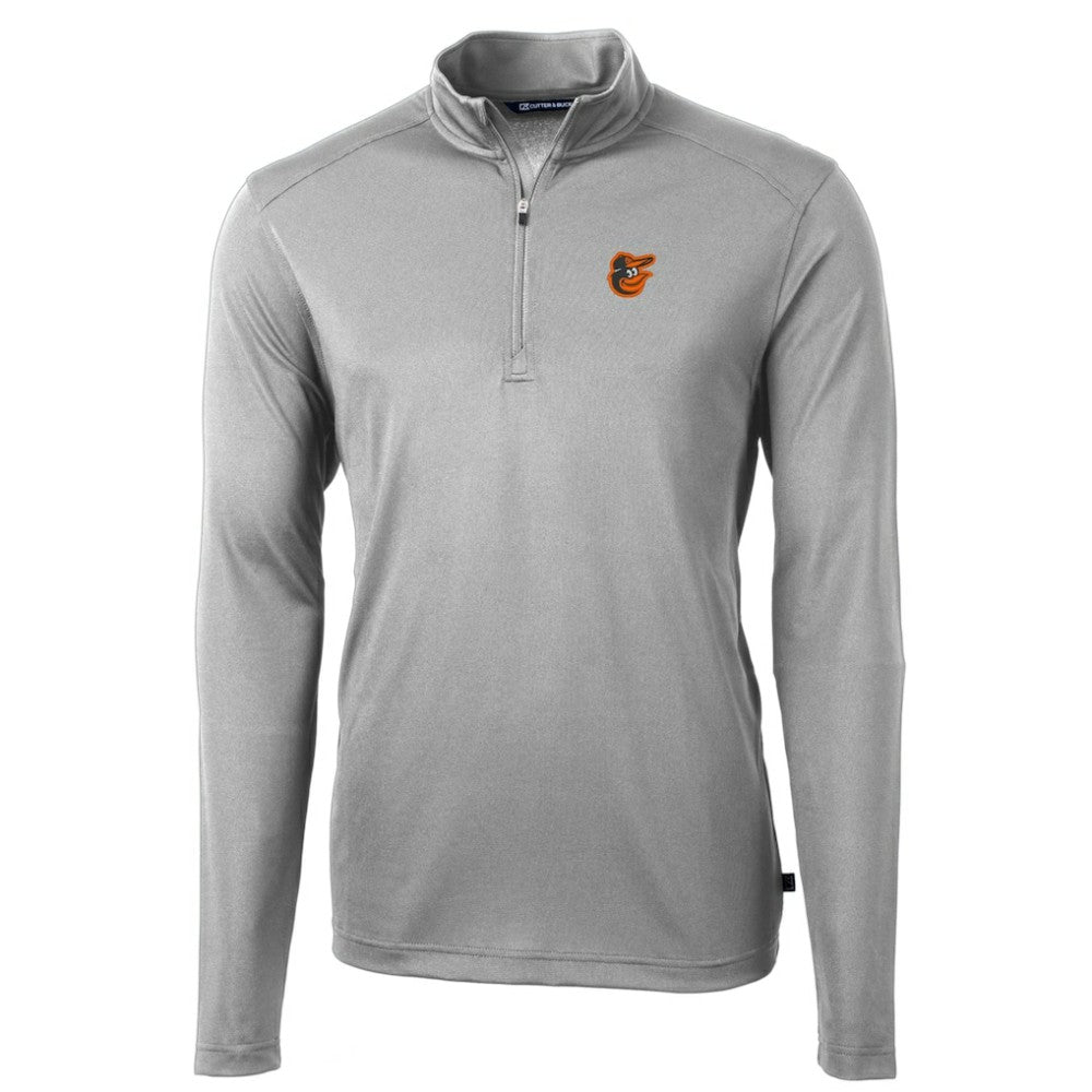 Baltimore Orioles Cutter & Buck Virtue Eco Pique Recycled Quarter-Zip Pullover Top - Gray Pullover